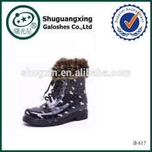 women mature rubber rain boots cartoon rain boots warm/B-817